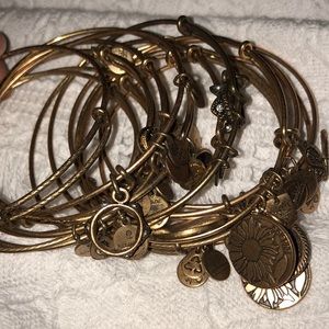 Assortment of Gold Alex and Ani Bangle Bracelets
